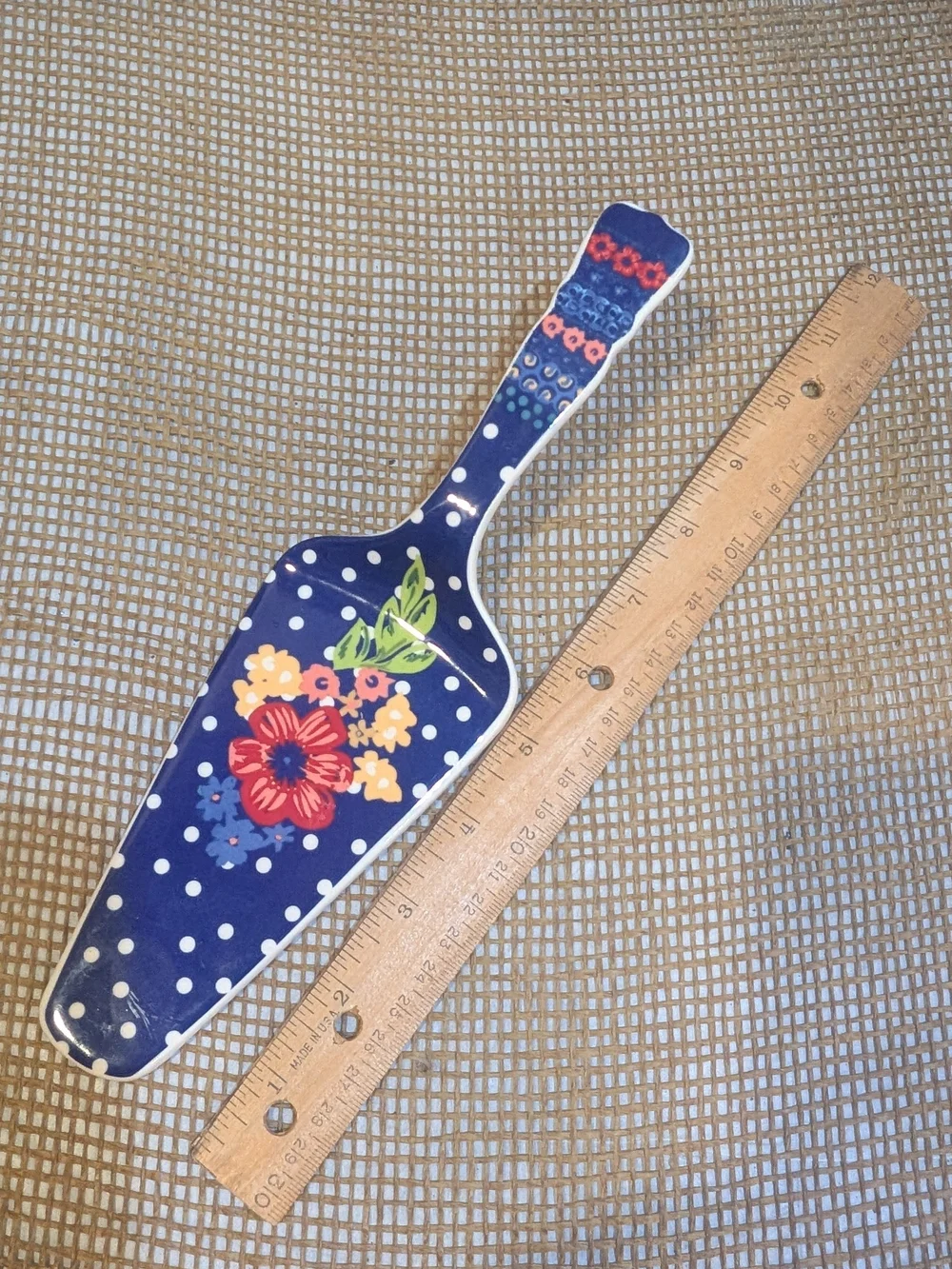 Pioneer Woman Dazzling Dahlias Cake/Pie Server, Cobalt Blue Colorful Floral